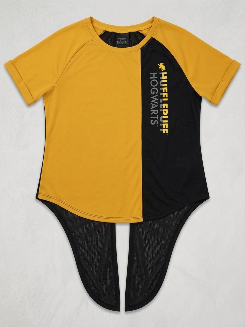 Universal Studios Harry Potter Hufflepuff Tie-Back Mesh Jersey Top Medium